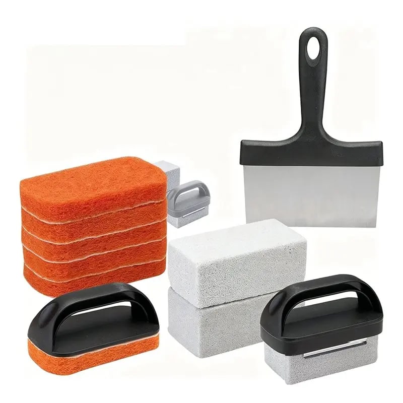 Griddle Cleaning Kit with Scraper, Grill Brush and Cleaning Blocks