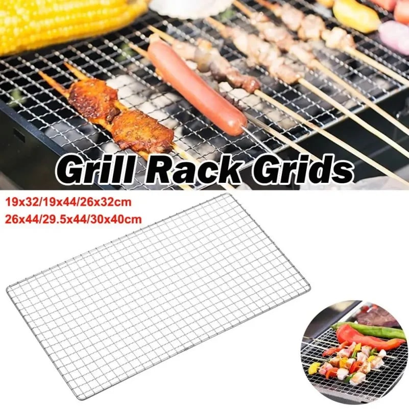 Stainless Steel Rectangular BBQ Grill Rack, Reusable Grate, 4 Sizes