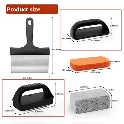 Griddle Cleaning Kit with Scraper, Grill Brush and Cleaning Blocks