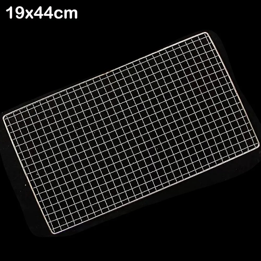 Stainless Steel Rectangular BBQ Grill Rack, Reusable Grate, 4 Sizes - 19x44cm