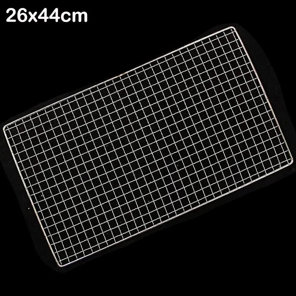 Stainless Steel Rectangular BBQ Grill Rack, Reusable Grate, 4 Sizes - 26x44cm