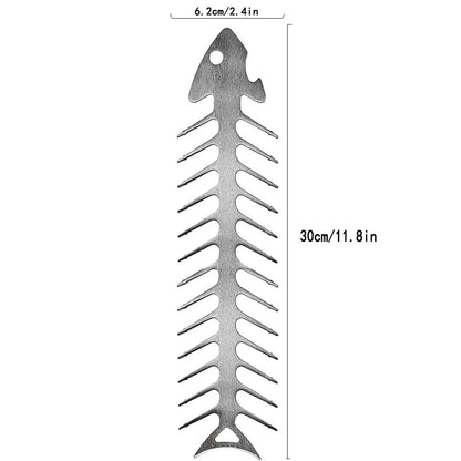 Fish Bone BBQ Skewers, 2-Piece Metal Set, Silver, 30 x 6 cm