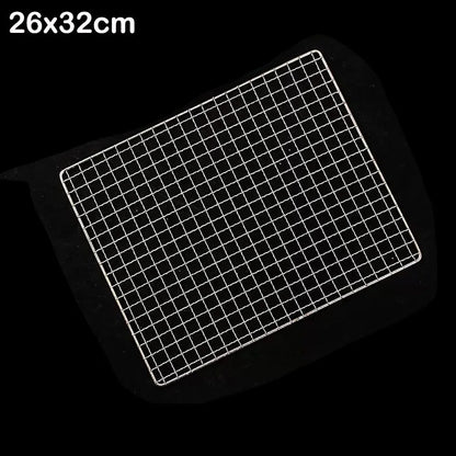 Stainless Steel Rectangular BBQ Grill Rack, Reusable Grate, 4 Sizes - 26x32cm