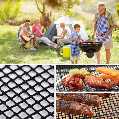 BalmyDays 3-Piece Non-Stick PTFE BBQ Grill Mesh Mats, 40 x 30cm, Black
