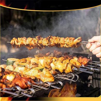 Stainless Steel BBQ Skewers, 45cm Flat Grill Sticks with Storage Bag