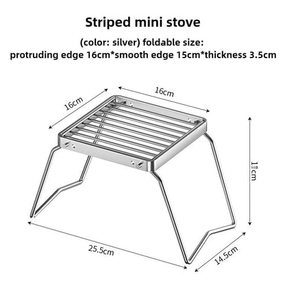 Folding Stainless Steel Camp Stove Rack and BBQ Grill Set - Small - 5pcs