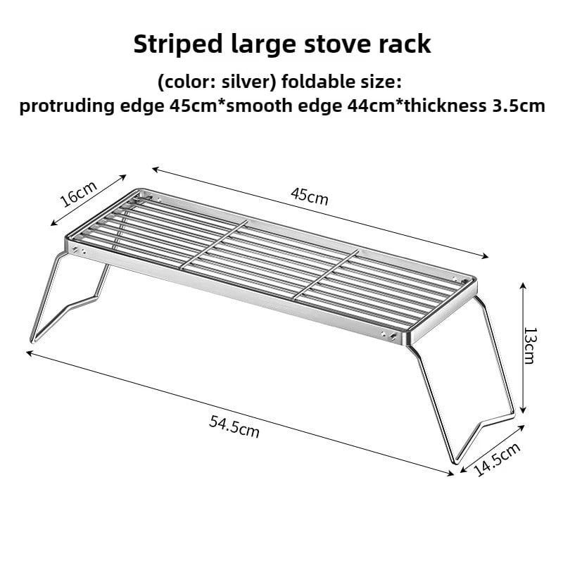 Folding Stainless Steel Camp Stove Rack and BBQ Grill Set - Large - 5pcs