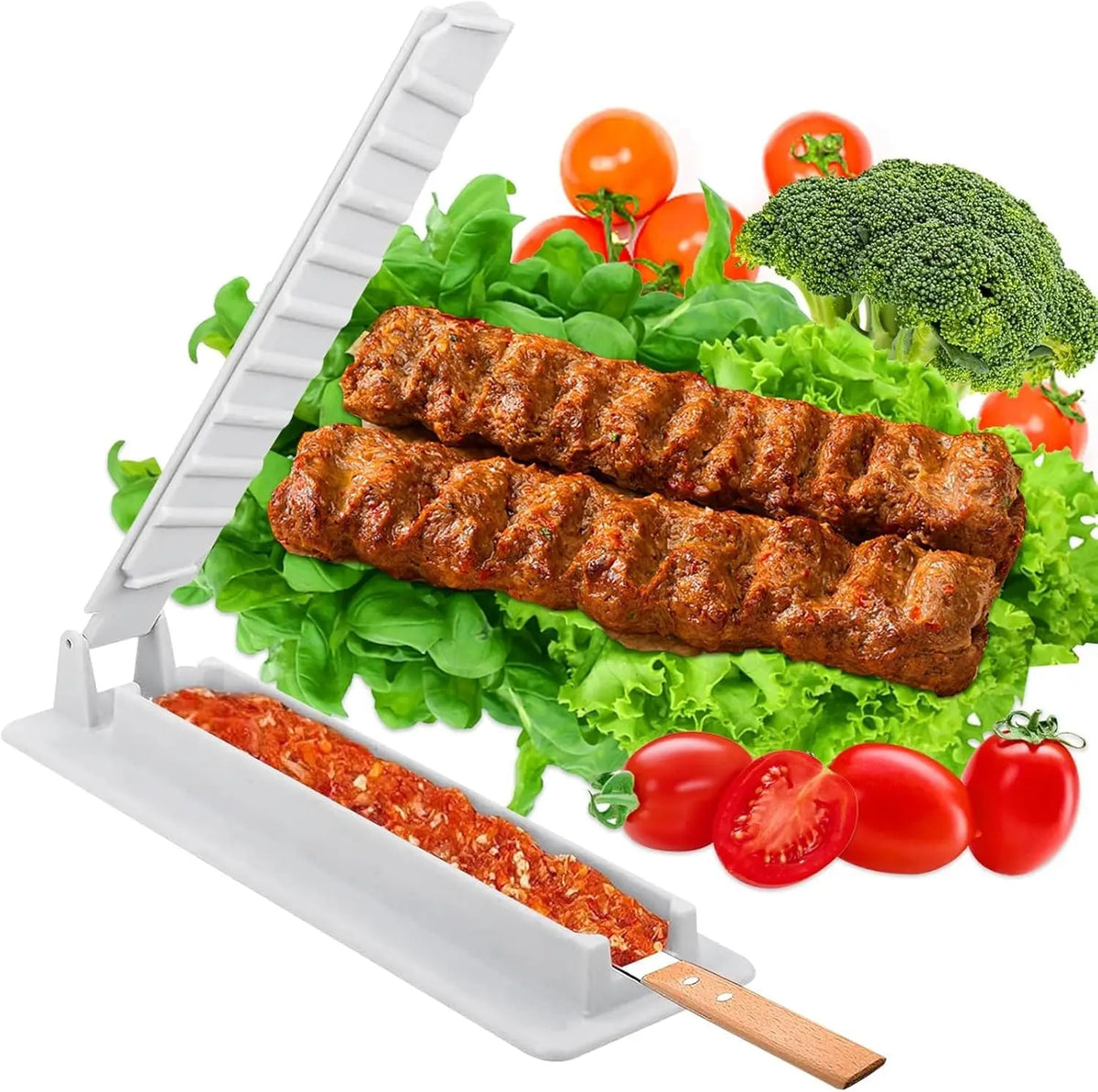 Manual Kebab Press Maker ABS Meat Skewer Mould, 32cm, Black or White