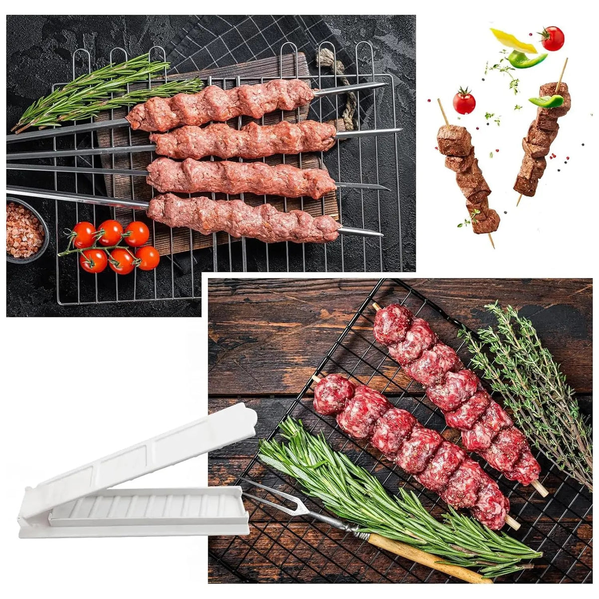 Manual Kebab Press Maker ABS Meat Skewer Mould, 32cm, Black or White