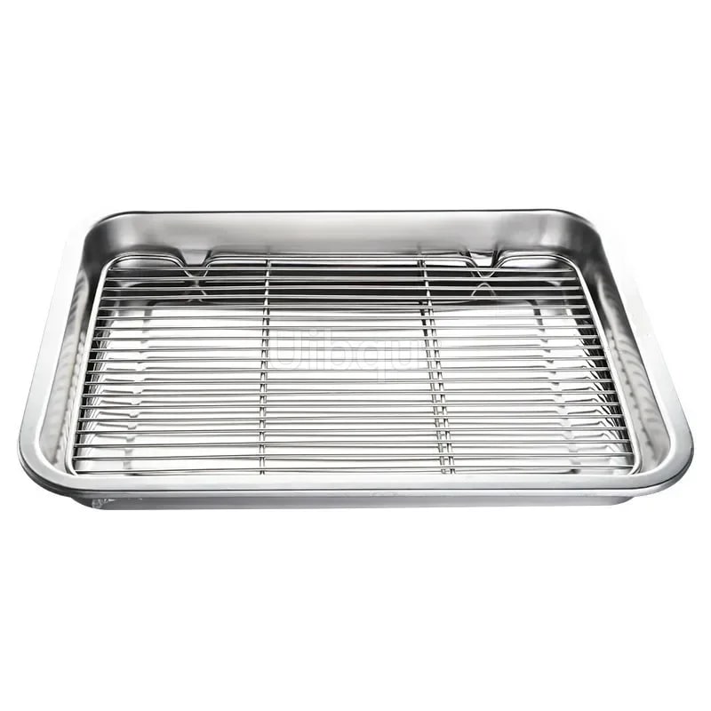 Stainless Steel BBQ Grill Mesh Rack, Multiple Sizes and Tray Options