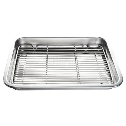 Stainless Steel BBQ Grill Mesh Rack, Multiple Sizes and Tray Options