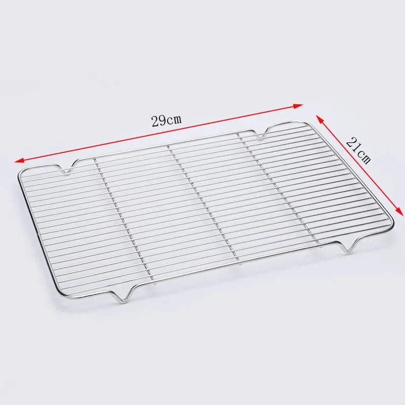 Stainless Steel BBQ Grill Mesh Rack, Multiple Sizes and Tray Options - mesh 29x21cm