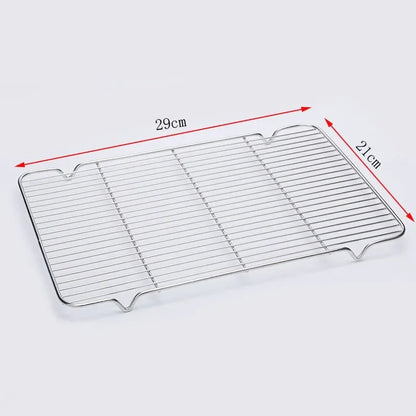 Stainless Steel BBQ Grill Mesh Rack, Multiple Sizes and Tray Options - mesh 29x21cm