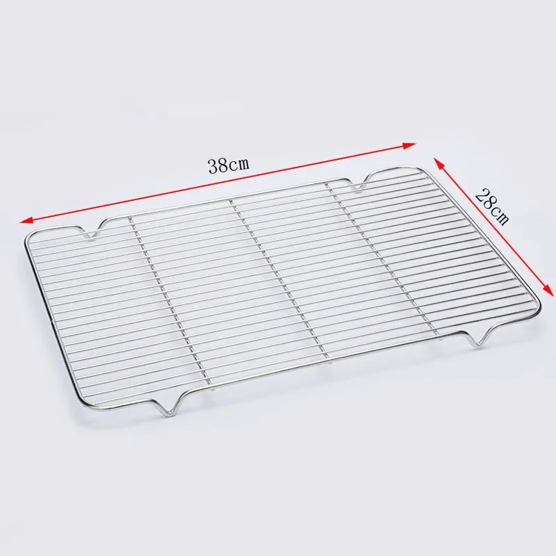Stainless Steel BBQ Grill Mesh Rack, Multiple Sizes and Tray Options - mesh 38x28cm
