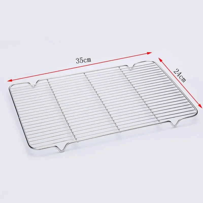 Stainless Steel BBQ Grill Mesh Rack, Multiple Sizes and Tray Options - mesh 35x24cm