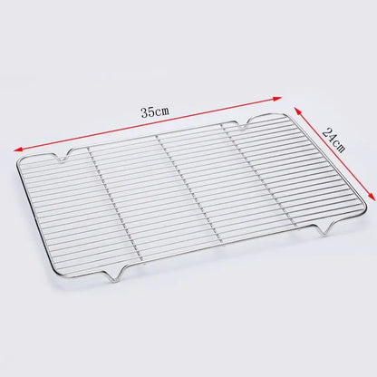 Stainless Steel BBQ Grill Mesh Rack, Multiple Sizes and Tray Options - mesh 35x24cm
