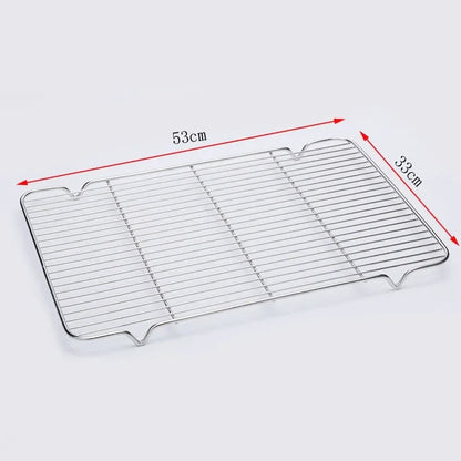 Stainless Steel BBQ Grill Mesh Rack, Multiple Sizes and Tray Options - mesh 53x33cm