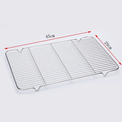 Stainless Steel BBQ Grill Mesh Rack, Multiple Sizes and Tray Options - mesh 45x29cm