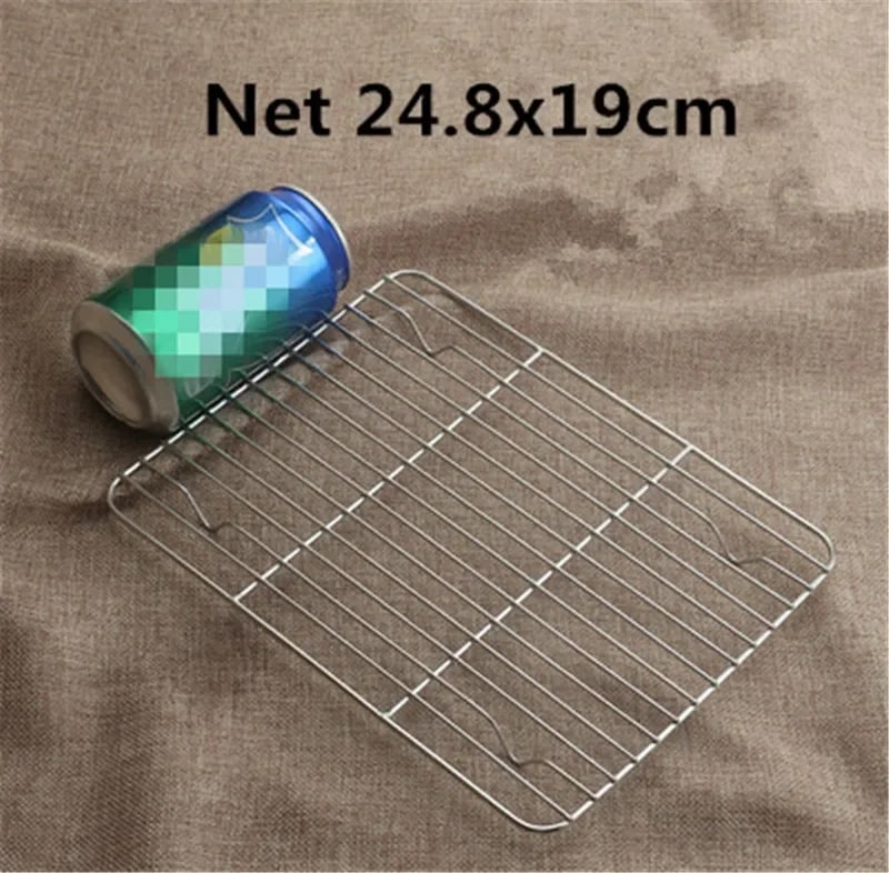 Stainless Steel BBQ Grill Mesh Rack, Multiple Sizes and Tray Options - Net 24.8x19cm