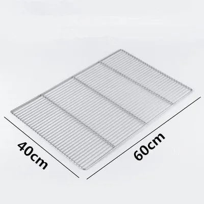 Stainless Steel BBQ Grill Mesh Rack, Multiple Sizes and Tray Options - plum
