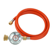 50 mbar LPG Gas Regulator with 150cm Hose, 1/4 Inch Left-Hand Thread