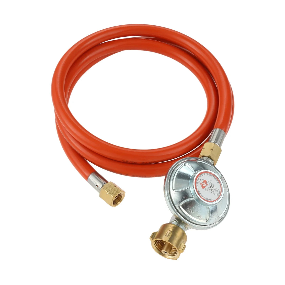 50 mbar LPG Gas Regulator with 150cm Hose, 1/4 Inch Left-Hand Thread