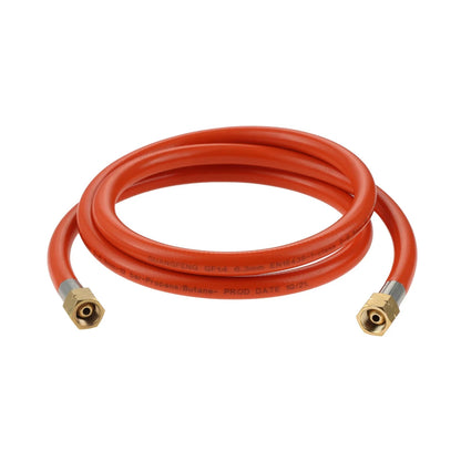 50 mbar LPG Gas Regulator with 150cm Hose, 1/4 Inch Left-Hand Thread