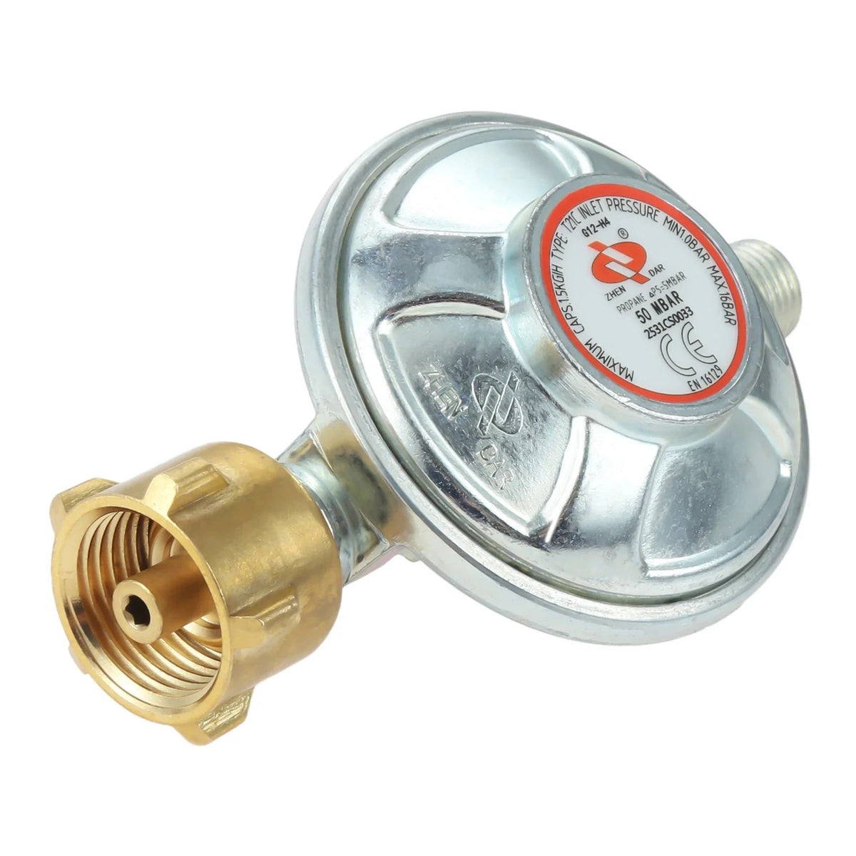 50 mbar LPG Gas Regulator with 150cm Hose, 1/4 Inch Left-Hand Thread