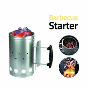 Charcoal Chimney Starter BBQ Fire Lighter, Metal Silver, 27cm