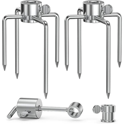 Stainless Steel Rotisserie Meat Forks, 4-Prong Pair for BBQ Spit Rods