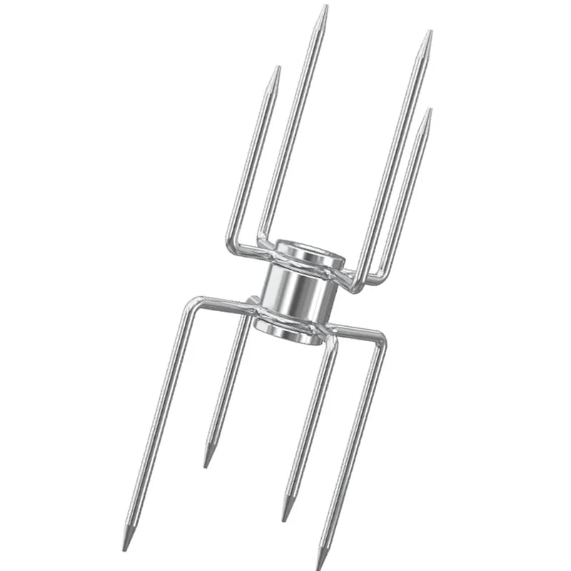 Stainless Steel Rotisserie Meat Forks, 4-Prong Pair for BBQ Spit Rods - Double-Sided