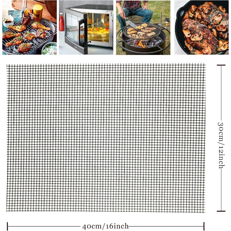 bbqdeals BBQ Grill Mat 33 x 40cm Fibreglass and Teflon-Coated Mesh for