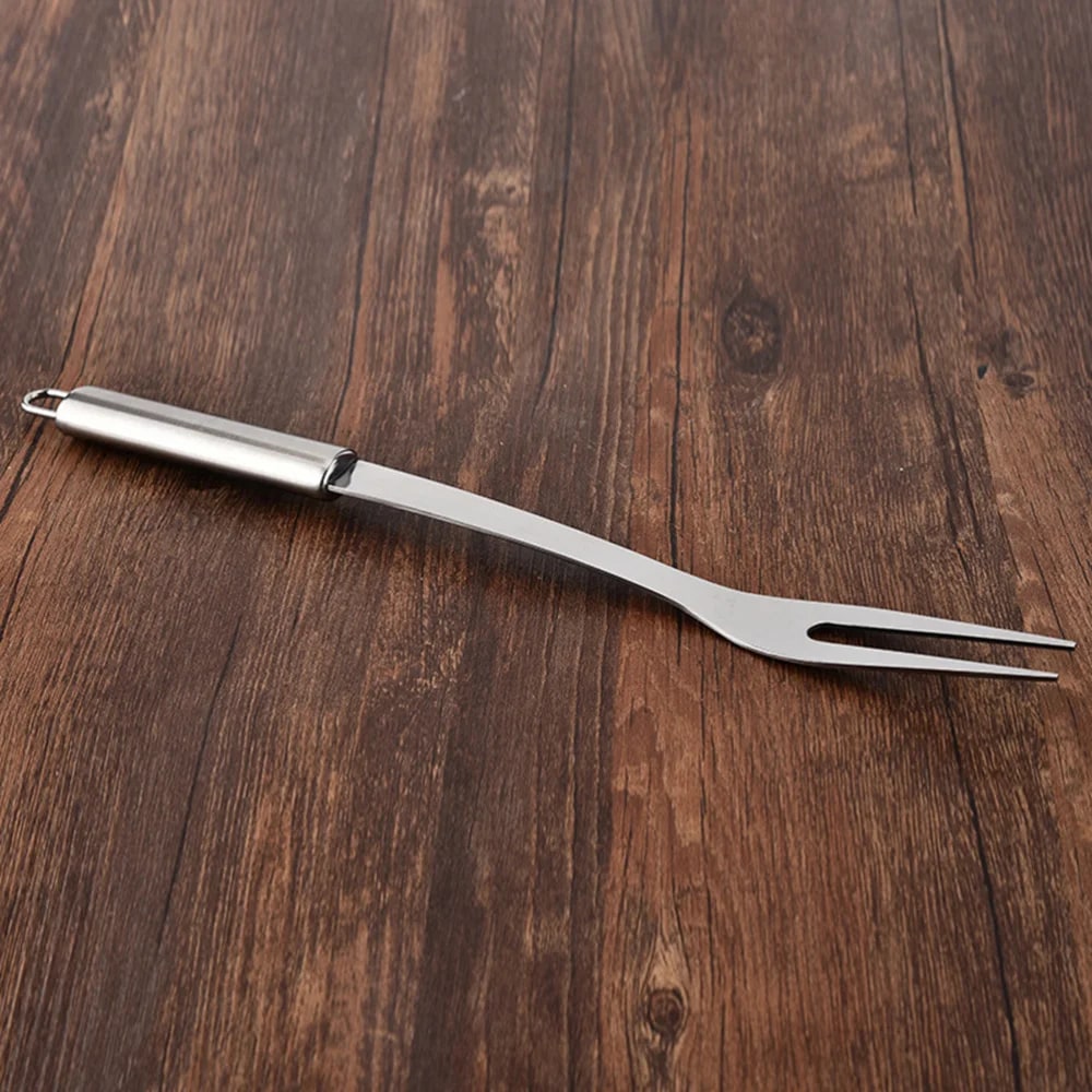 Stainless Steel BBQ Meat Fork, 33.5cm Uncoated Barbecue Cooking Tool