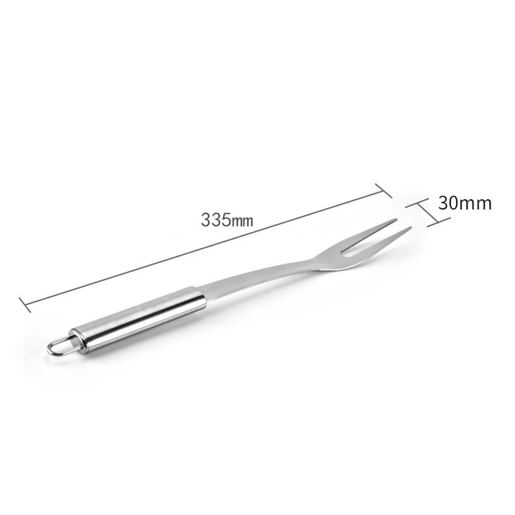 Stainless Steel BBQ Meat Fork, 33.5cm Uncoated Barbecue Cooking Tool