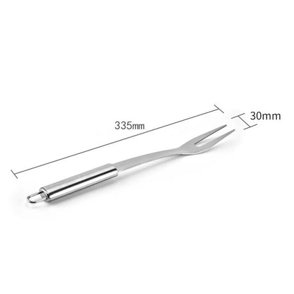 Stainless Steel BBQ Meat Fork, 33.5cm Uncoated Barbecue Cooking Tool