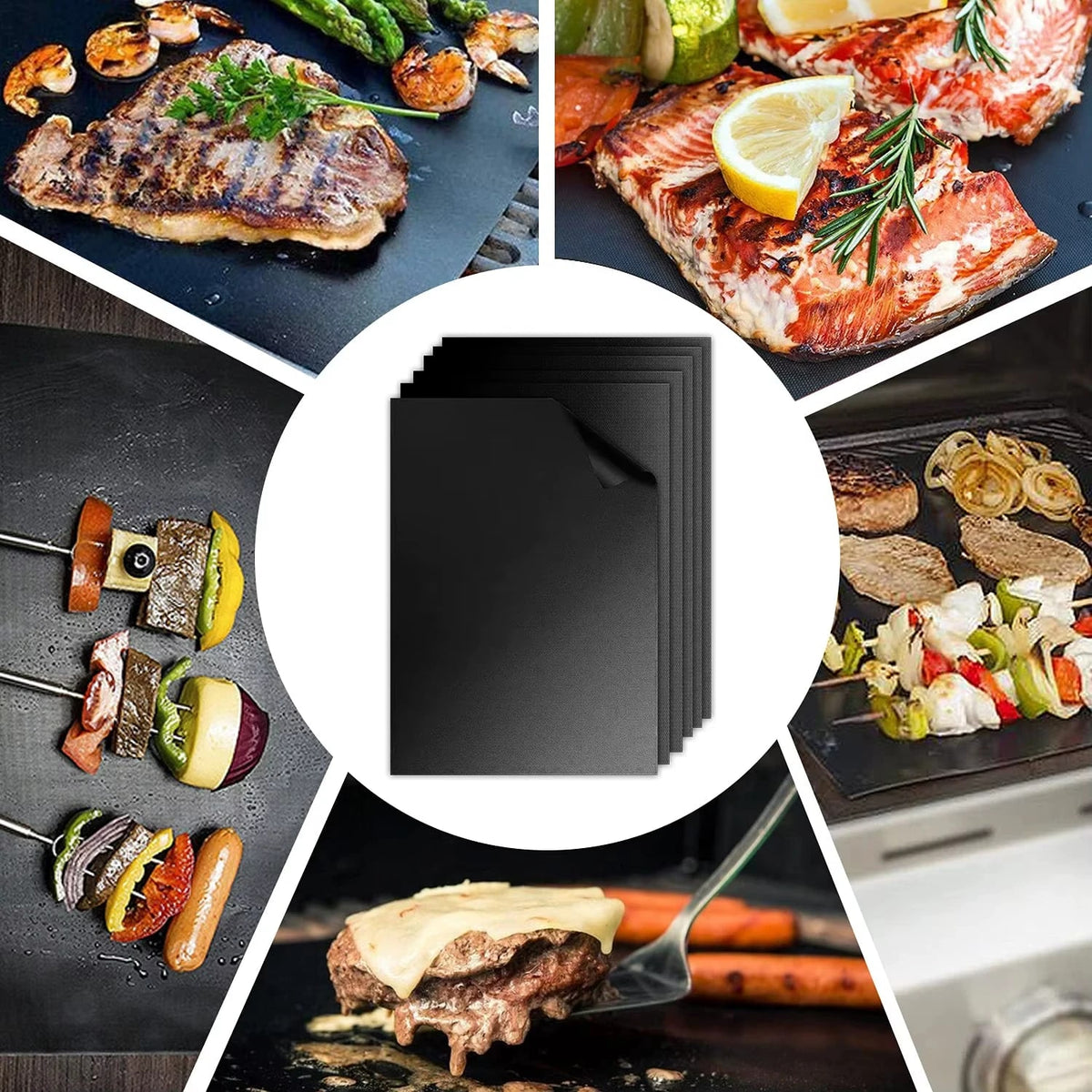 Reusable Non-Stick BBQ Grill Mat, Rubber, 33 x 40cm or 40 x 50cm