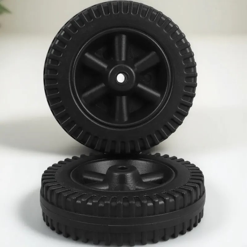 2-Piece 6-Inch BBQ Grill Replacement Wheels, Black PE Plastic