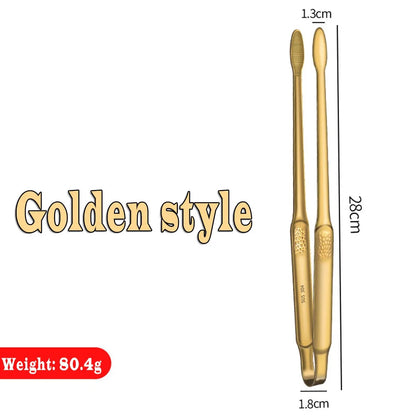 304 Stainless Steel BBQ Tongs 28cm with Textured Grip - Gold