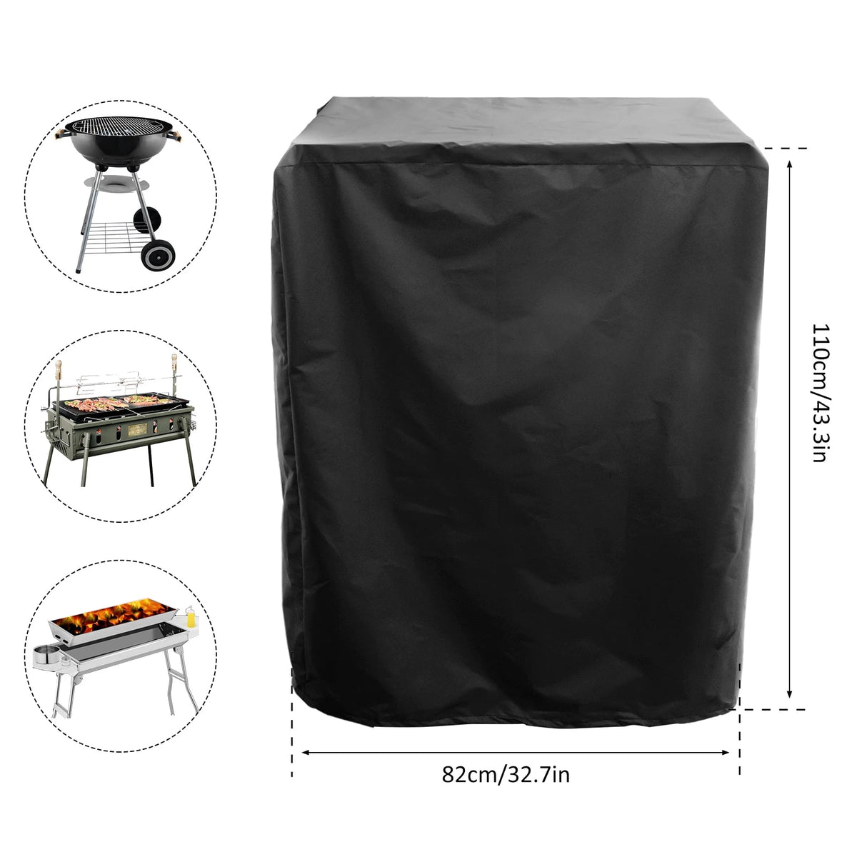 Outdoor BBQ Cover, Oxford Cloth Waterproof Grill Protection, Multiple Sizes - 110x83x60cm