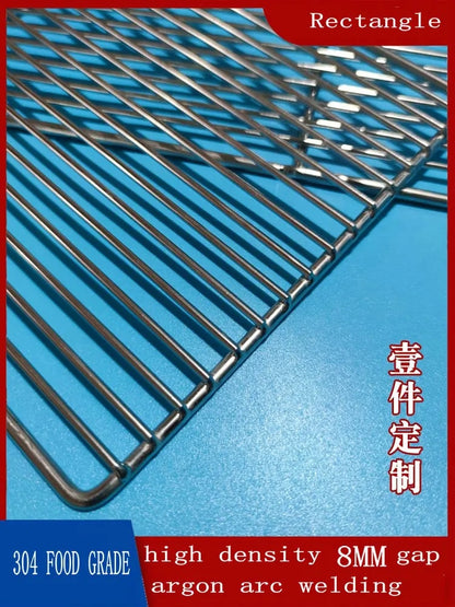 Stainless Steel BBQ Cooking Grate, Rectangle, 8mm Gap, Multiple Sizes