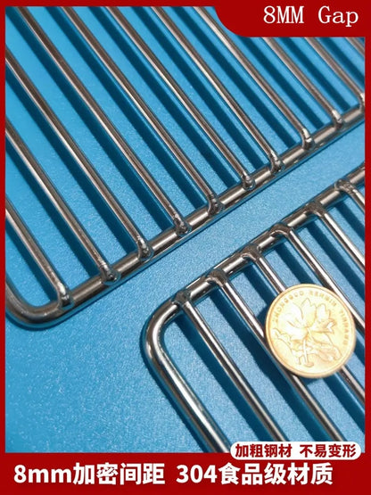 Stainless Steel BBQ Cooking Grate, Rectangle, 8mm Gap, Multiple Sizes