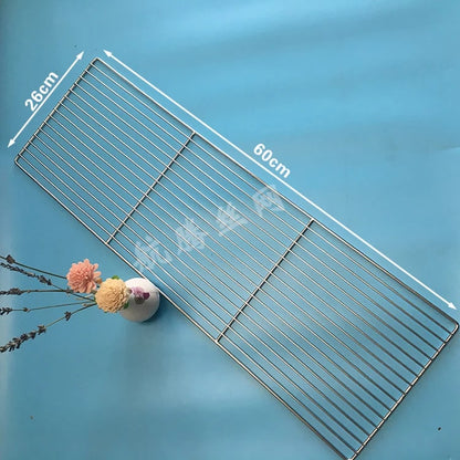 Stainless Steel BBQ Cooking Grate, Rectangle, 8mm Gap, Multiple Sizes - 60X26CM