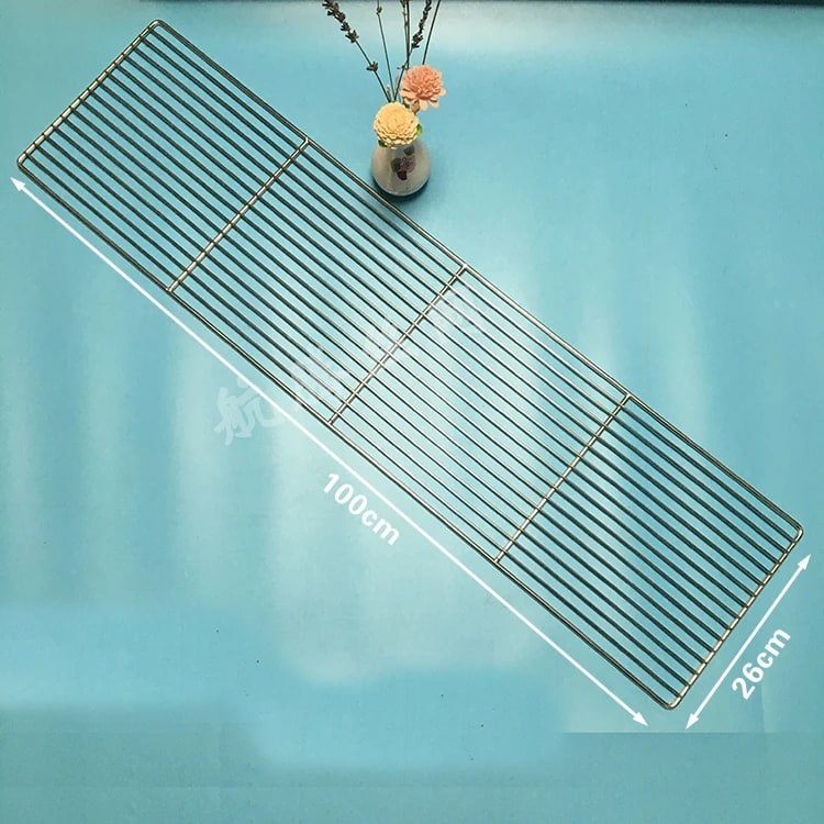 Stainless Steel BBQ Cooking Grate, Rectangle, 8mm Gap, Multiple Sizes - 100X26CM