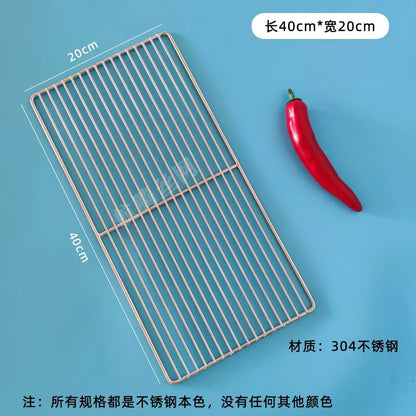 Stainless Steel BBQ Cooking Grate, Rectangle, 8mm Gap, Multiple Sizes - 40X20CM