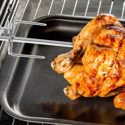 Rotating Roast Chicken Fork for BBQs and Ovens, 28cm Silver