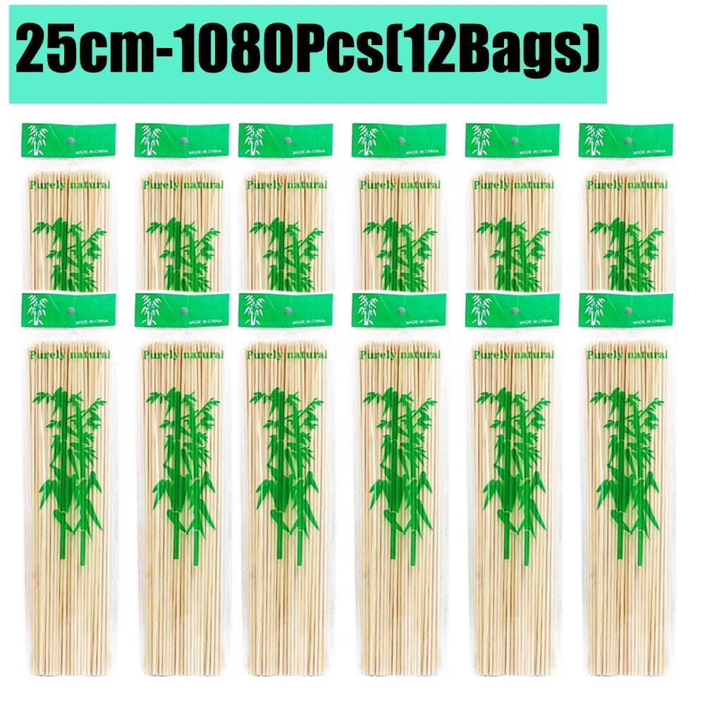 Disposable Bamboo BBQ Skewers, 15-30cm, 90-1350 Pieces - 25cm-1080Pcs(12Bags)
