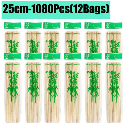 Disposable Bamboo BBQ Skewers, 15-30cm, 90-1350 Pieces - 25cm-1080Pcs(12Bags)