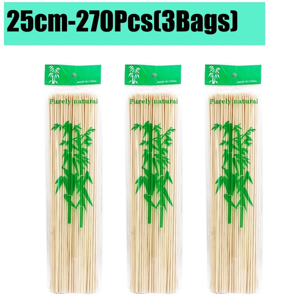 Disposable Bamboo BBQ Skewers, 15-30cm, 90-1350 Pieces - 25cm-270Pcs(3Bags)