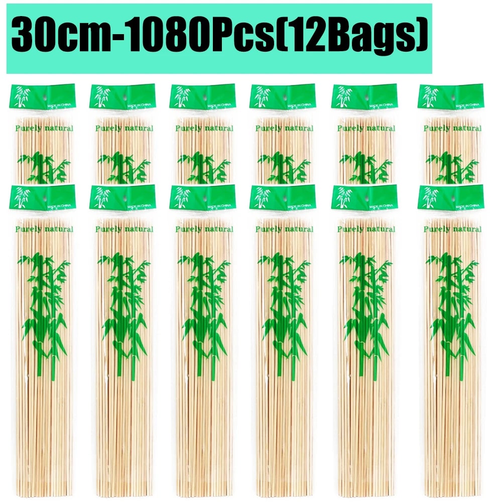 Disposable Bamboo BBQ Skewers, 15-30cm, 90-1350 Pieces - 30cm-1080Pcs(12Bags)