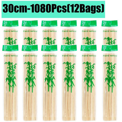 Disposable Bamboo BBQ Skewers, 15-30cm, 90-1350 Pieces - 30cm-1080Pcs(12Bags)